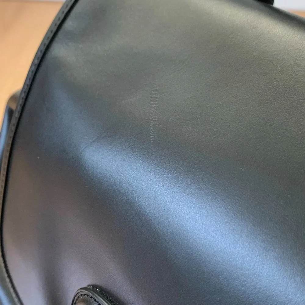 Coach Black Leather Backpack with Front Pockets